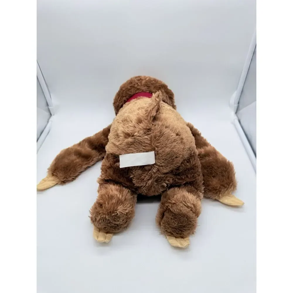 PetSmart Serene Sloth Plush Toy 2021 Christmas Red Scarf Squeaks Brown 15